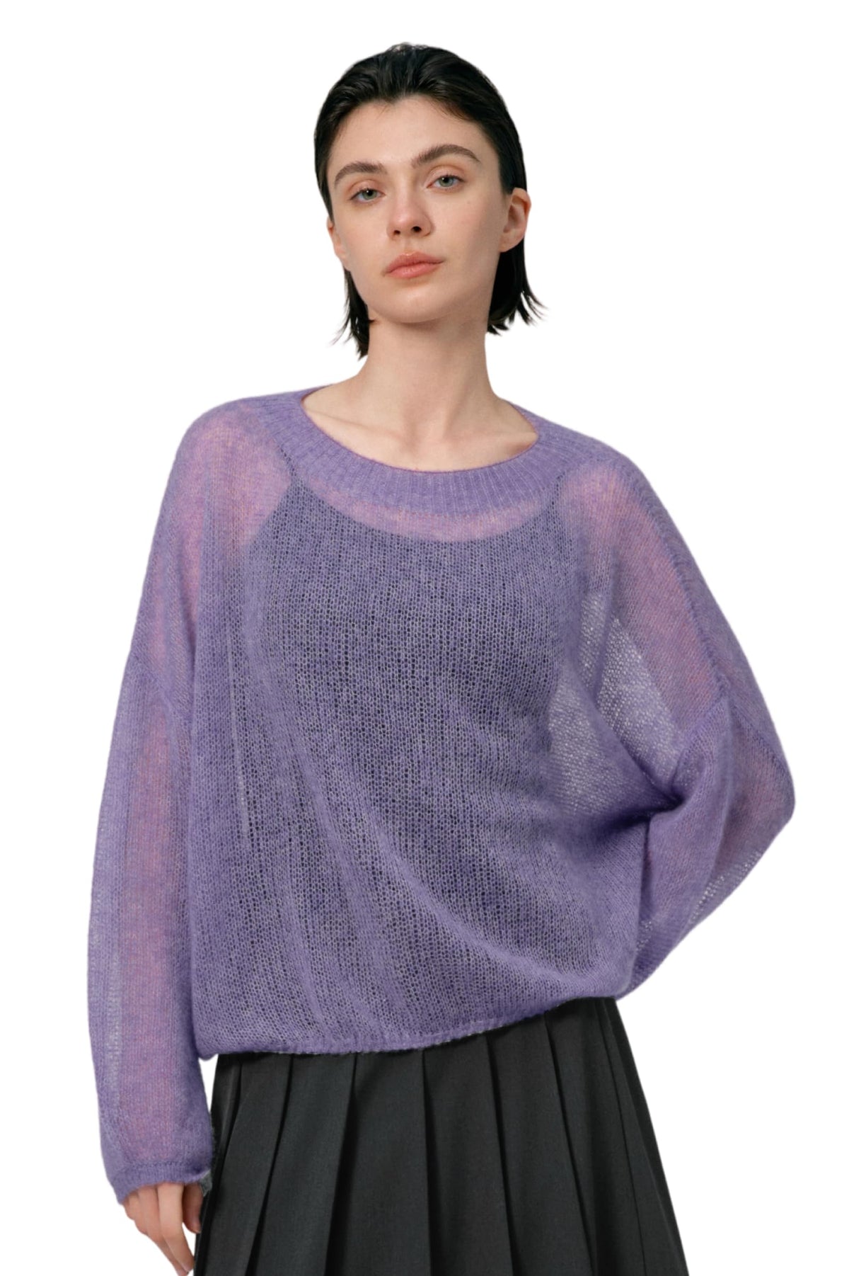 Silk Cashmere Blend Sweater for Women, Lightweight Crewneck Knit Pullover Jumper for Spring Layering