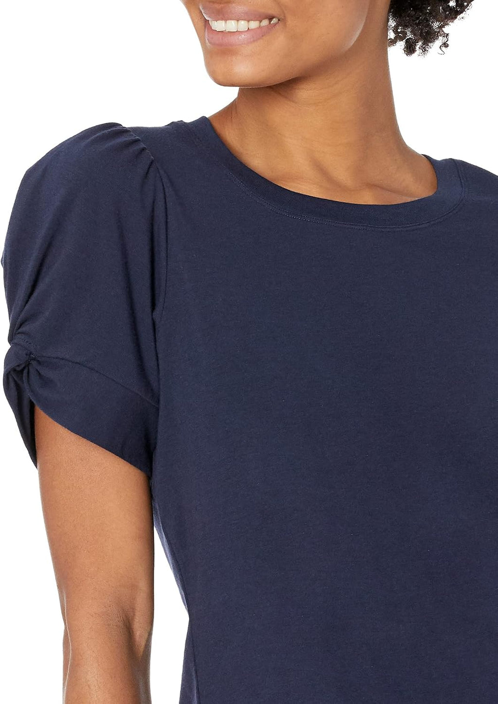 Amazon Essentials Women's Regular-Fit Twist Puff Sleeve Crewneck T-Shirt