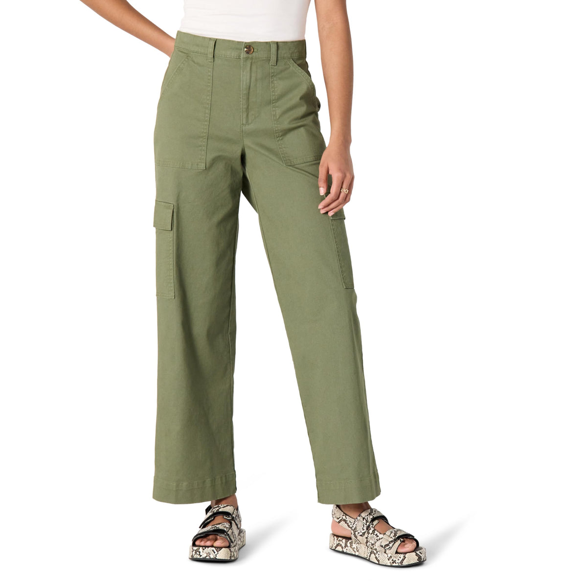 Amazon Essentials Women's High-Rise Relaxed-Fit Stretchy Full-Length Cargo Pants