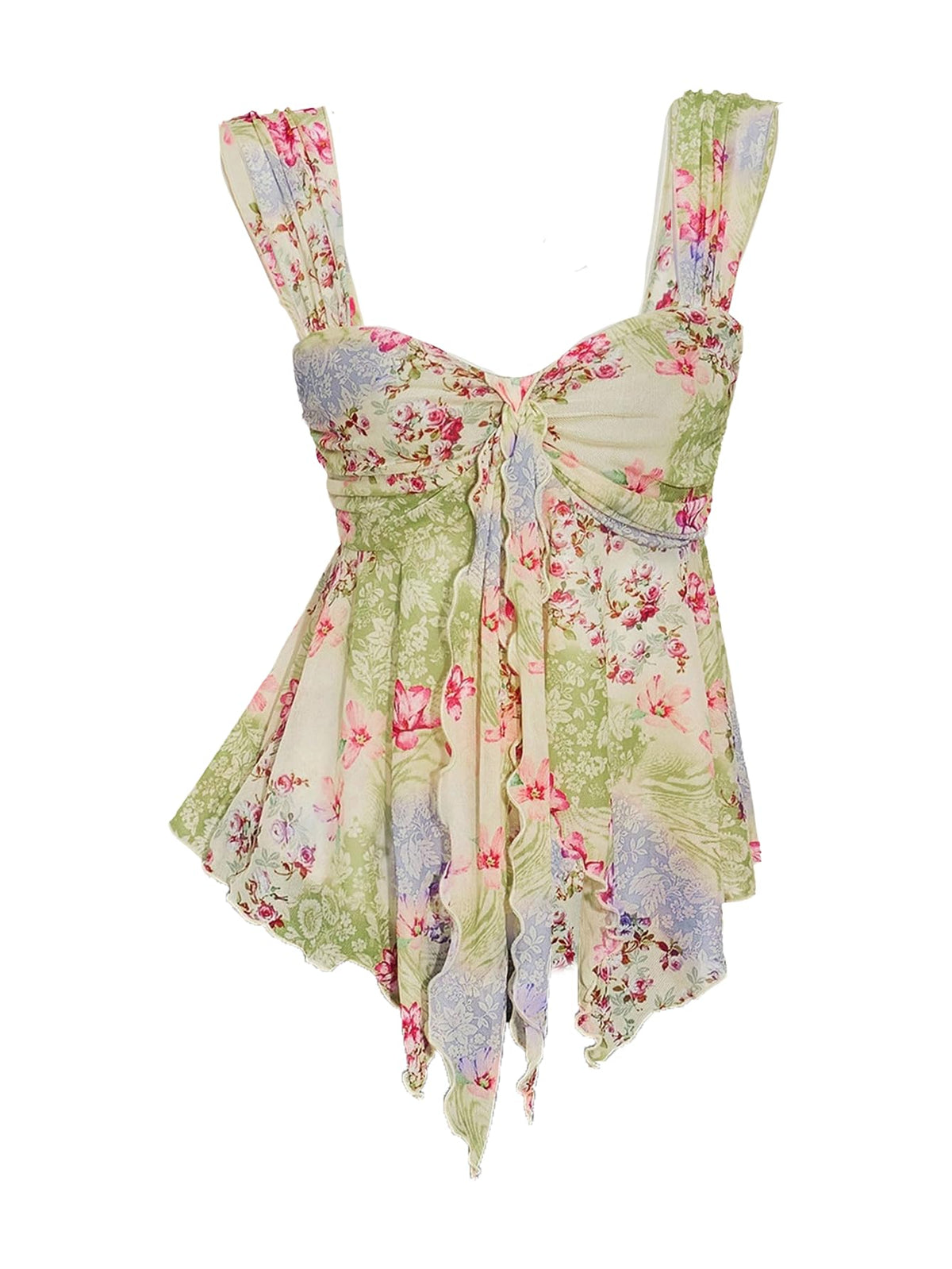 Milumia Women's Flowy Baby Doll Tank Tops Y2k Mesh Going Out Top Festival