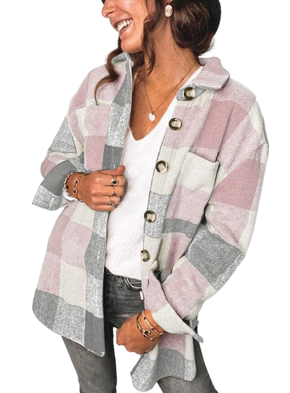 AUTOMET Shackets for Women Plaid Flannel Shirts