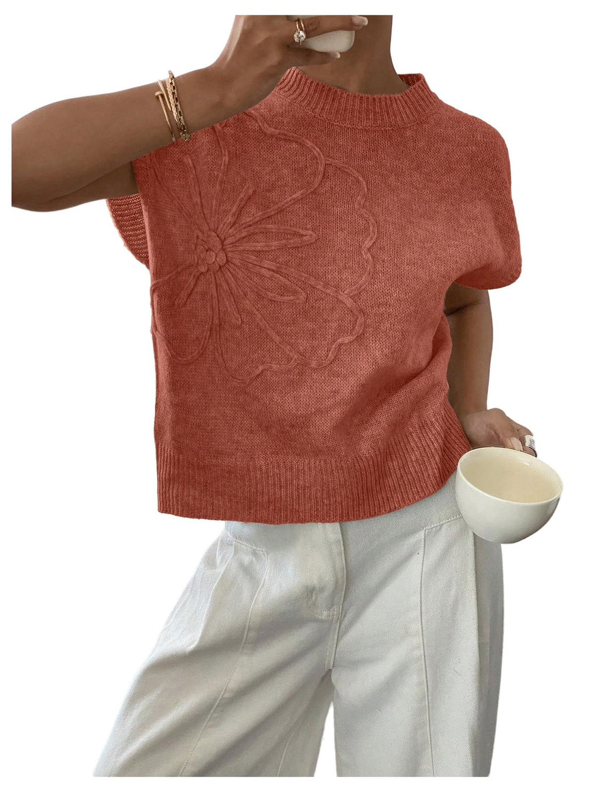 SOLY HUX Women's Short Sleeve Business Casual Sweater