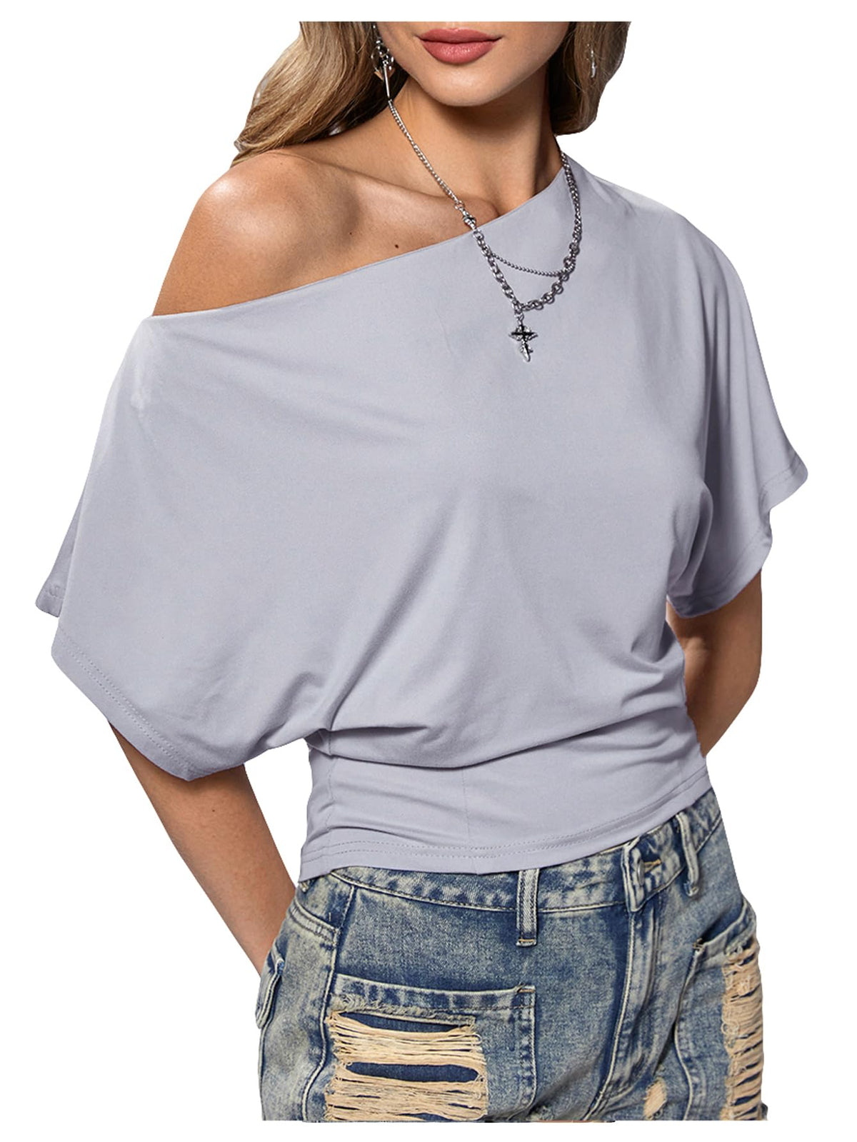 SweatyRocks Women's Off The Shoulder Tops Asymmetrical Y2K Going Out Top