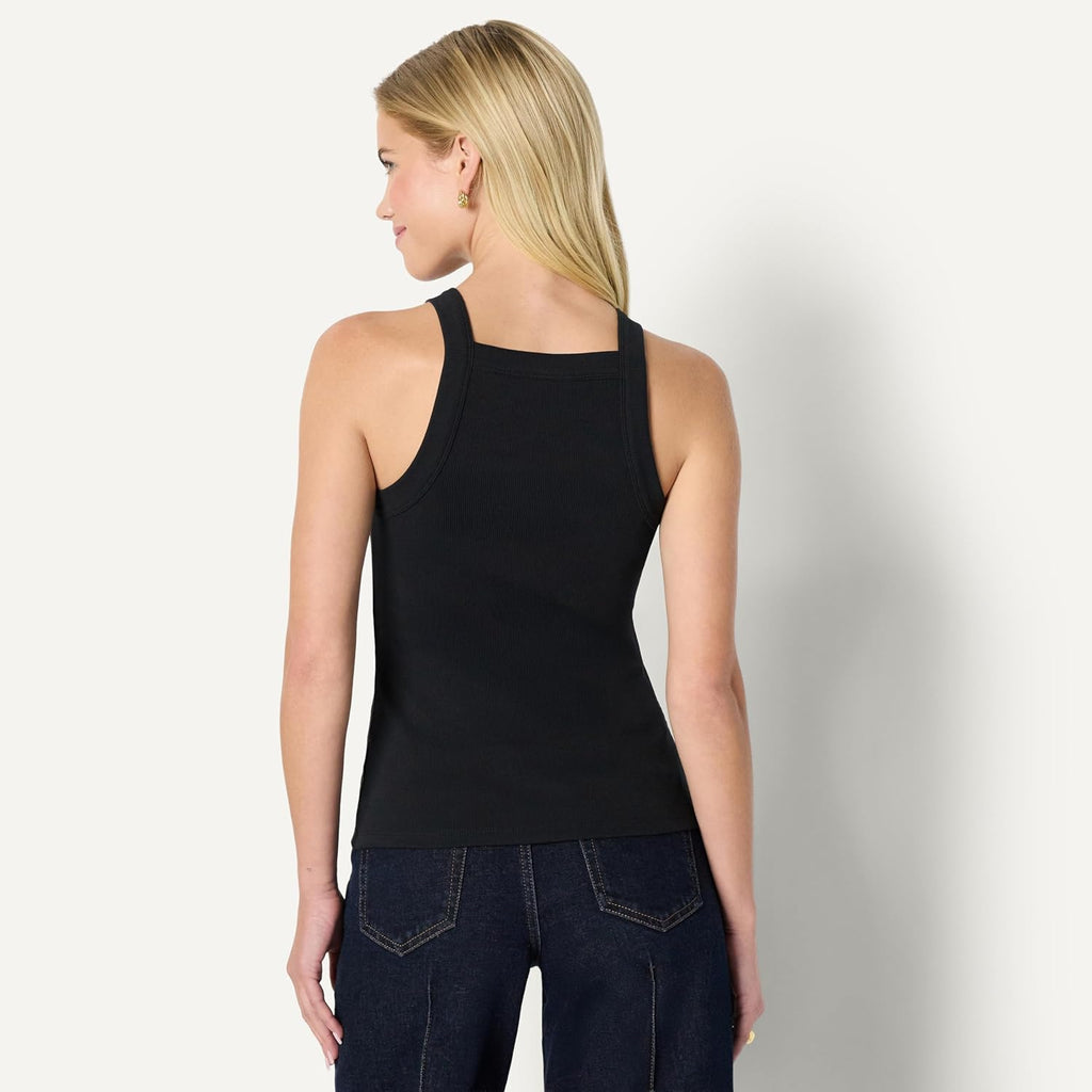 Amazon Essentials Women's Slim-Fit Stretch Rib High-Neck Tank with Wide Ribbed Straps