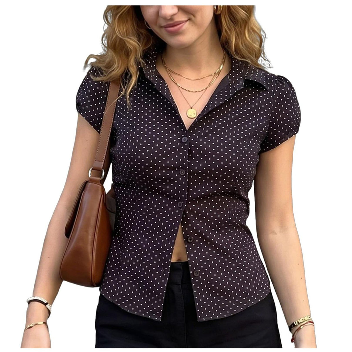 Women Short Sleeve Plaid Button Up Shirt Y2K Button Down Collared Blouse Summer Vintage Slim Fit Gingham Top
