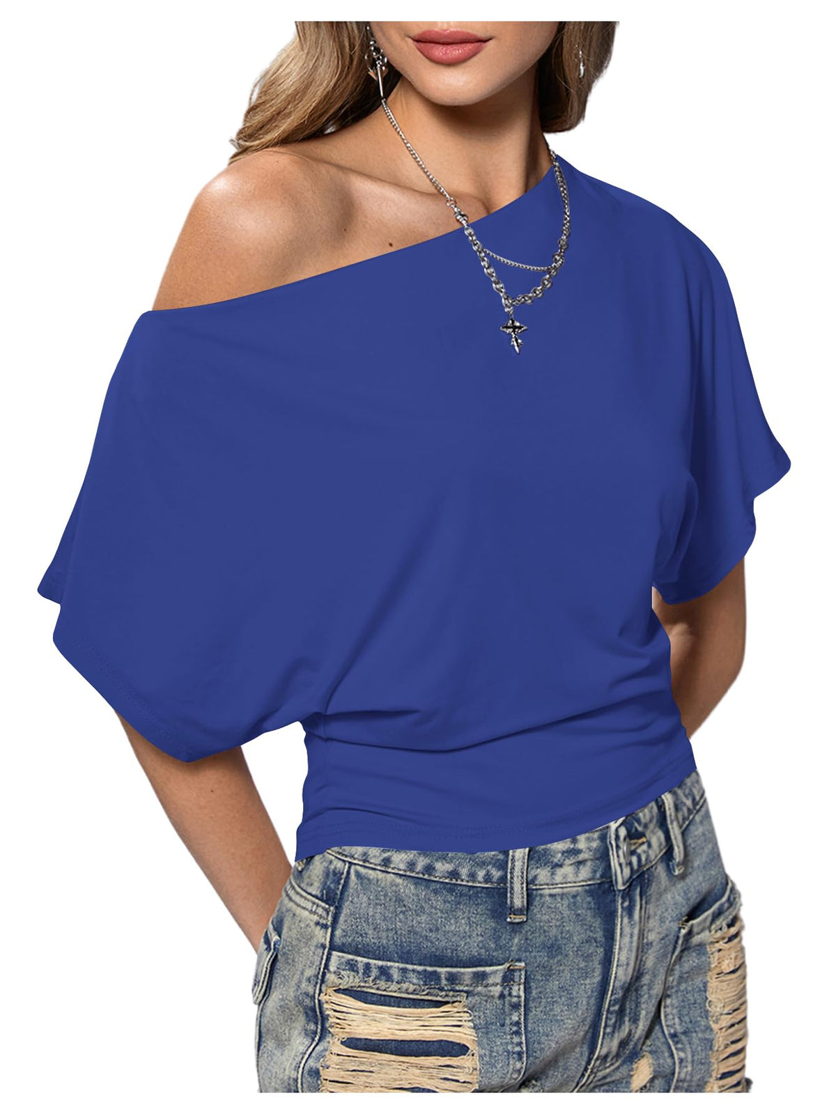 SweatyRocks Women's Off The Shoulder Tops Asymmetrical Y2K Going Out Top