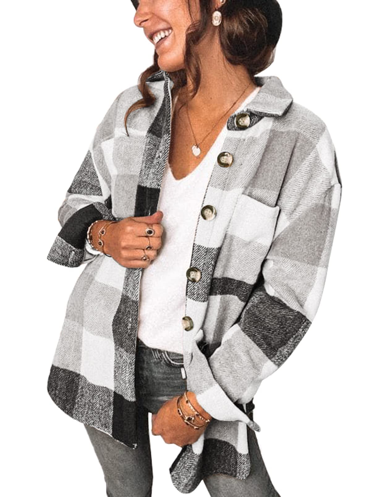 AUTOMET Shackets for Women Plaid Flannel Shirts