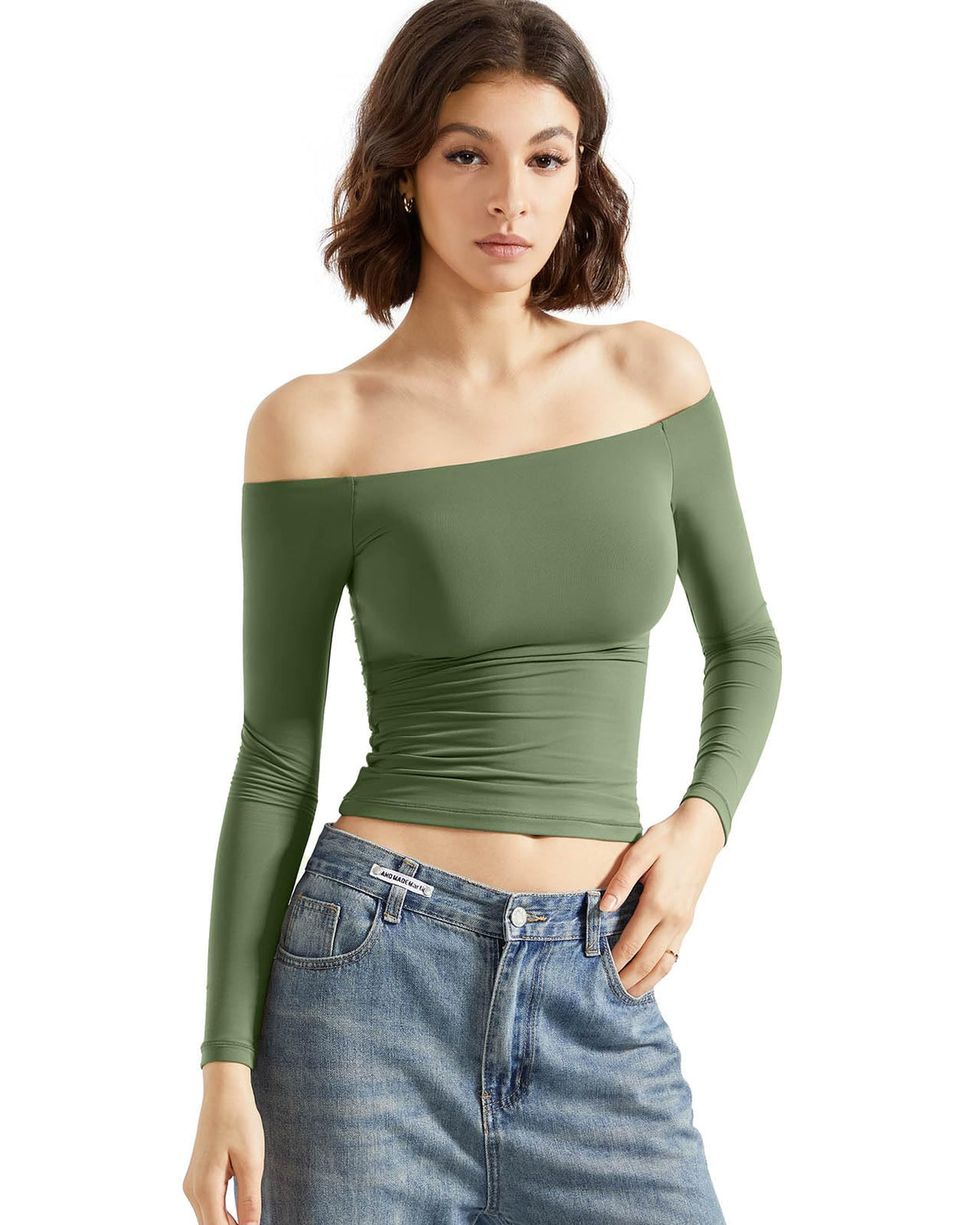 SUUKSESS Women Off Shoulder Double Lined Long Sleeve Shirts Basic Going Out Tops