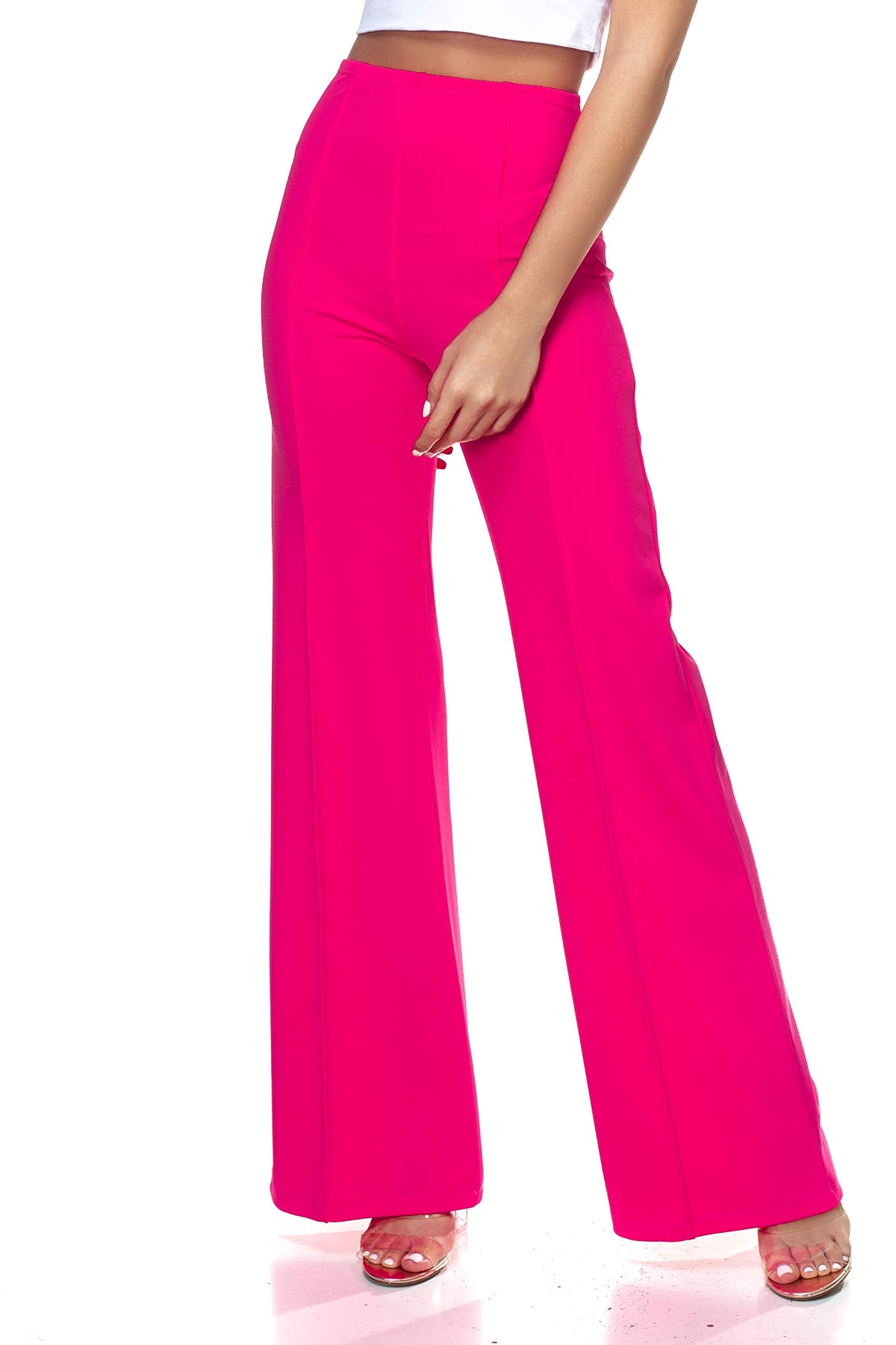 Cemi Ceri Women’s High Waist Wide Leg Dress Pants – Flared Business Slacks for Office, Work & Casual Wear, Stretch Comfort