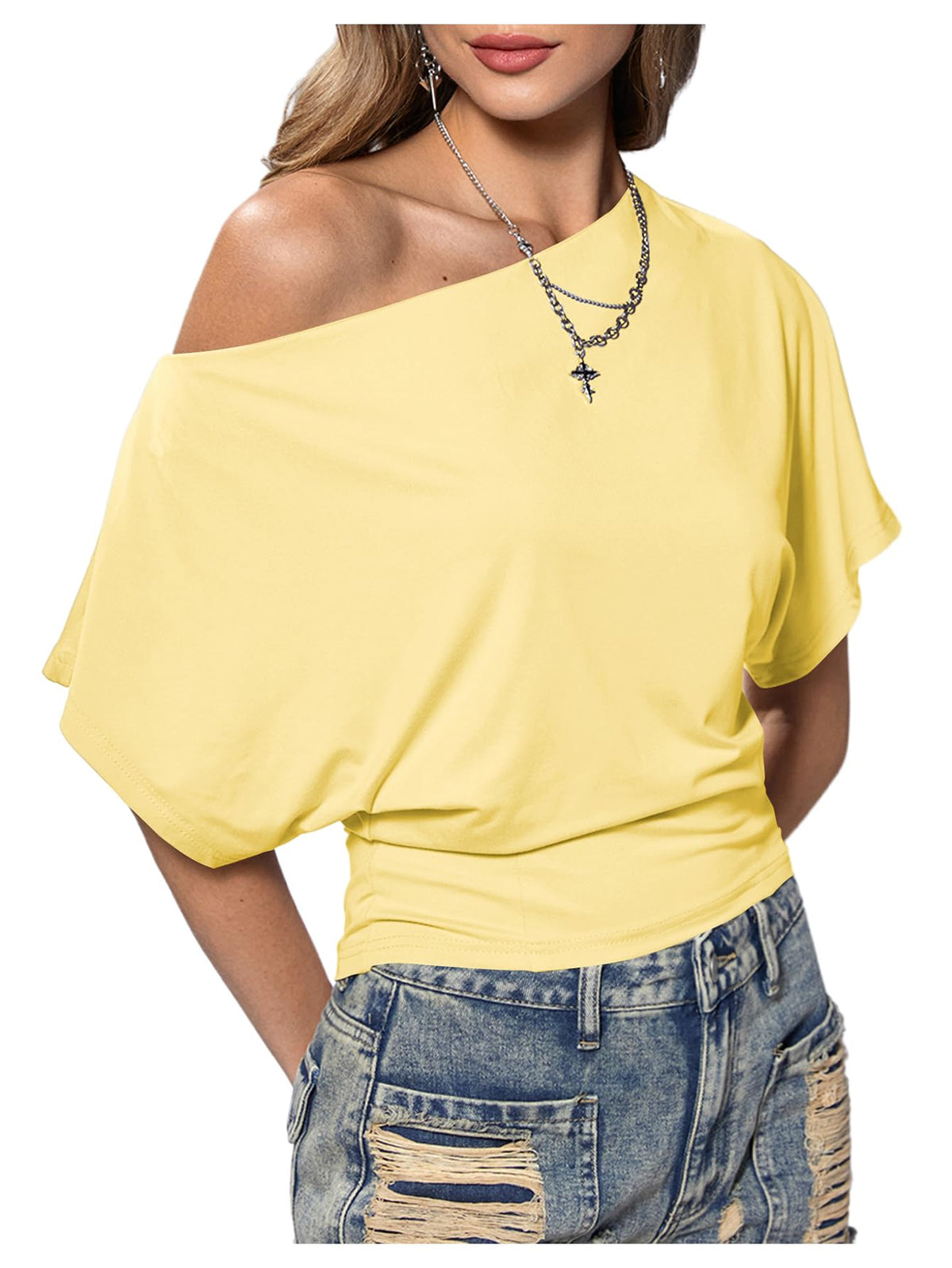 SweatyRocks Women's Off The Shoulder Tops Asymmetrical Y2K Going Out Top