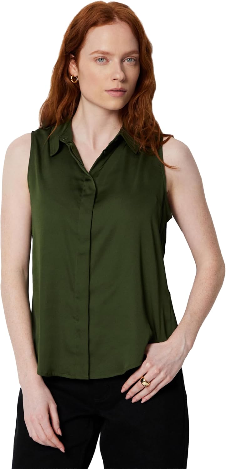 Amazon Essentials Women's Regular-Fit Sleeveless Button-Down Blouse