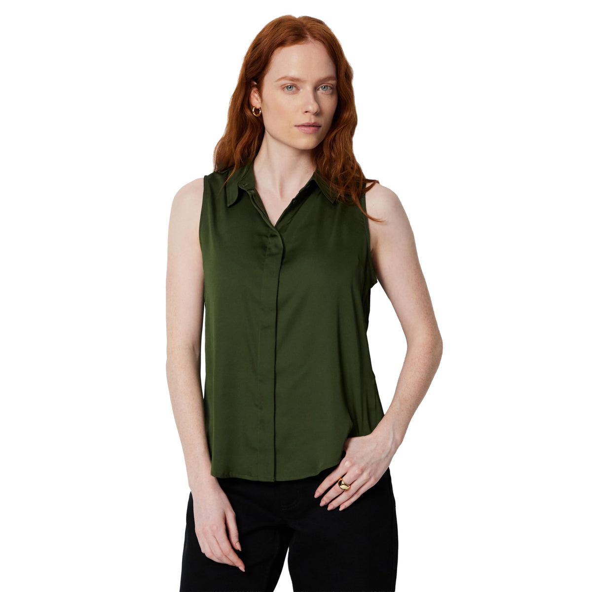 Amazon Essentials Women's Regular-Fit Sleeveless Button-Down Blouse