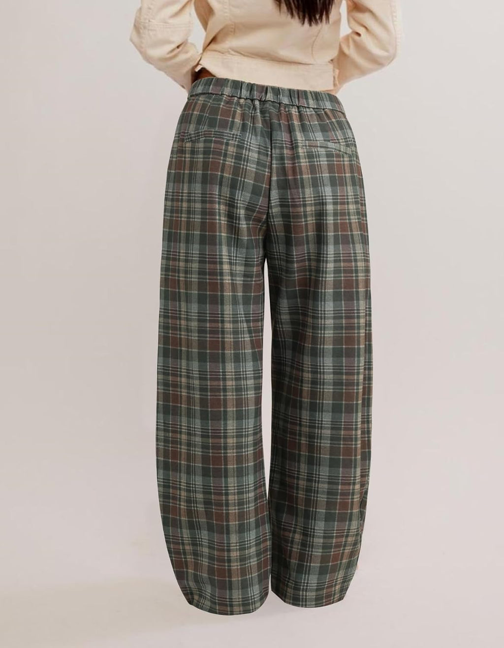 Kedera Women's Plaid Wide Leg Pants High Waisted Baggy Trousers Work Slacks