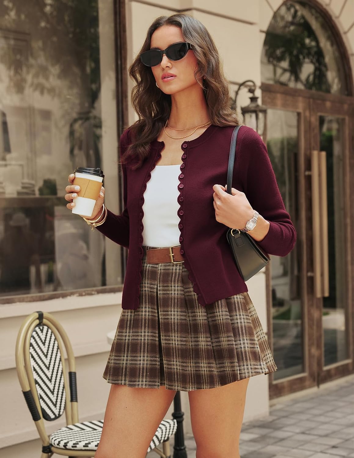 GRACE KARIN Womens Cropped Cardigan Button up Scalloped Fall Outfits 2026