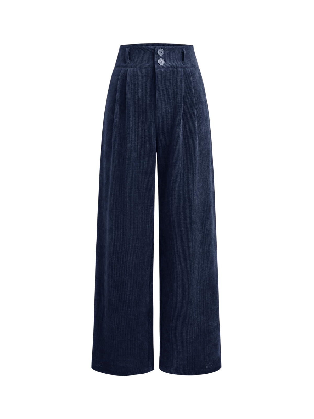 CIDER Corduroy High Waist Solid Pleated Wide Leg Trousers