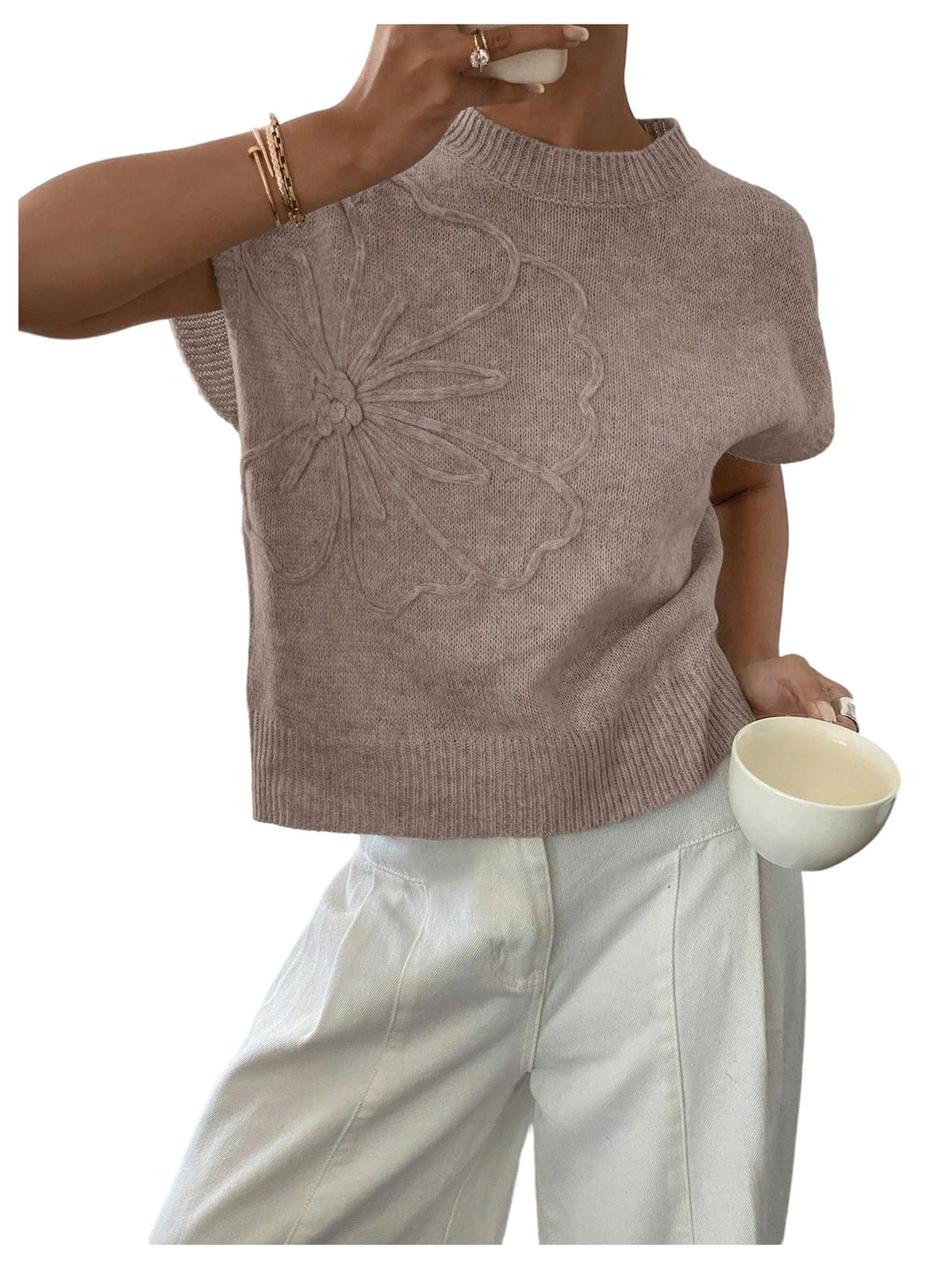 SOLY HUX Women's Short Sleeve Business Casual Sweater