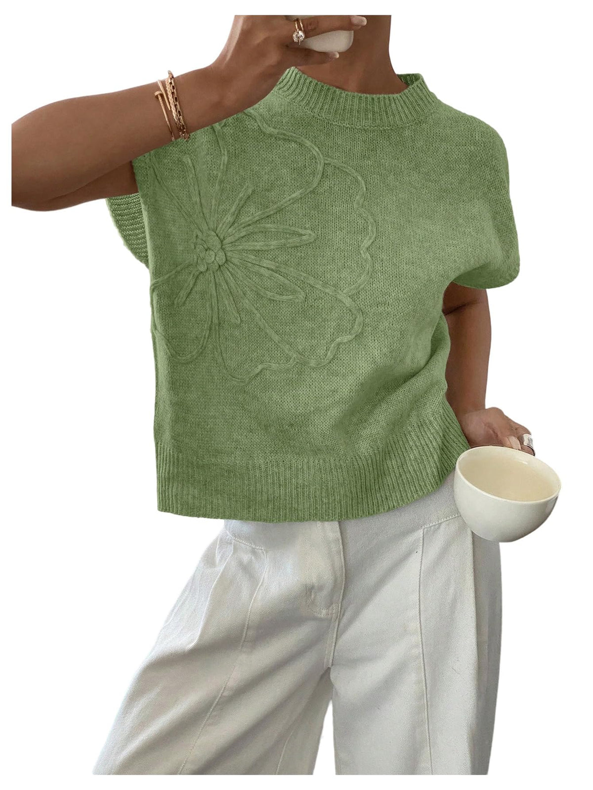 SOLY HUX Women's Short Sleeve Business Casual Sweater