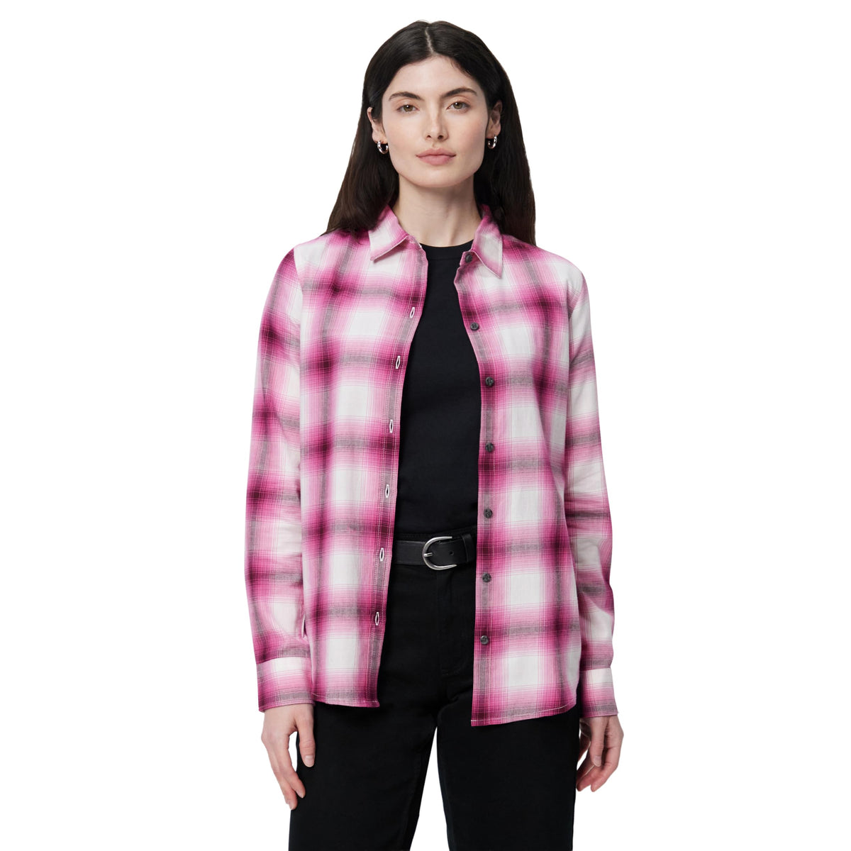 Amazon Essentials Women's Regular-Fit Long-Sleeve Lightweight Cotton Brushed Flannel Shirt