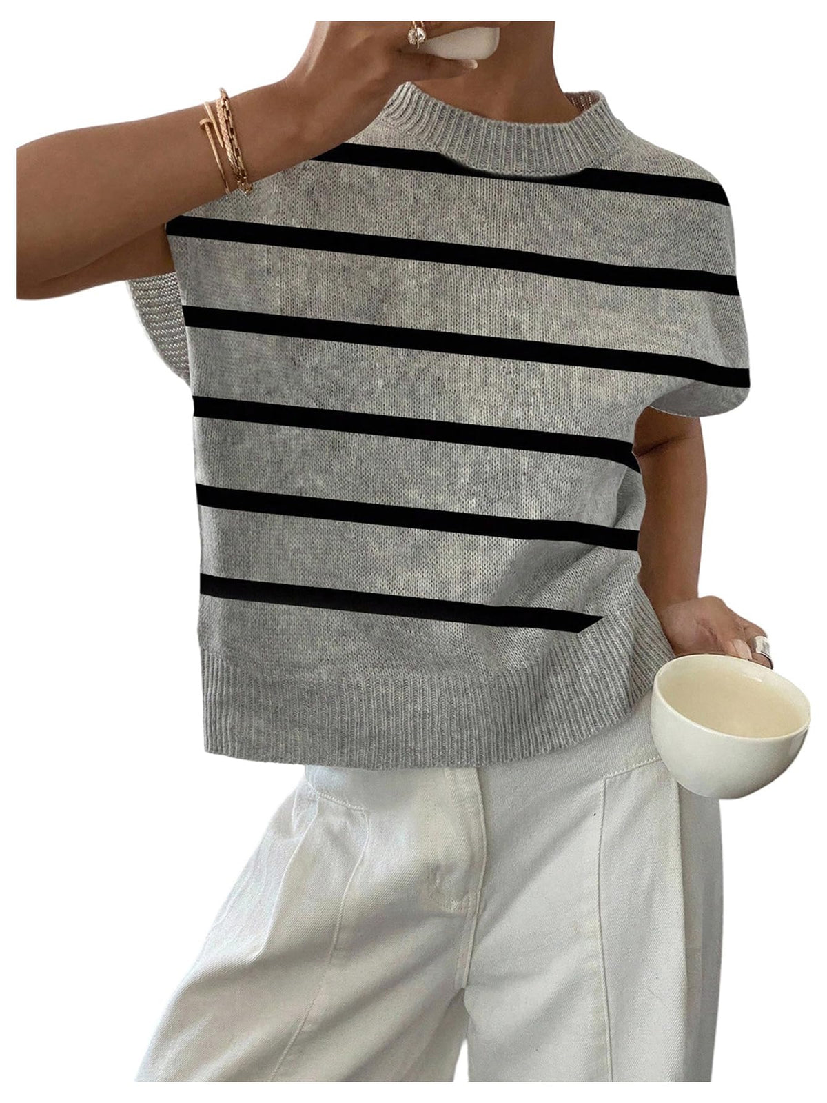 SOLY HUX Women's Short Sleeve Business Casual Sweater