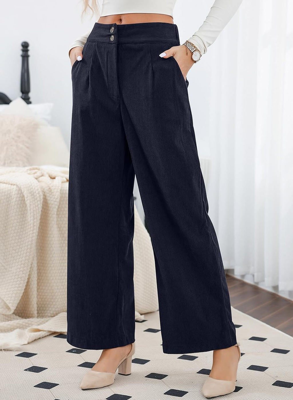 Sidefeel Corduroy Pants Women with Pockets 2026 Fall Clothes