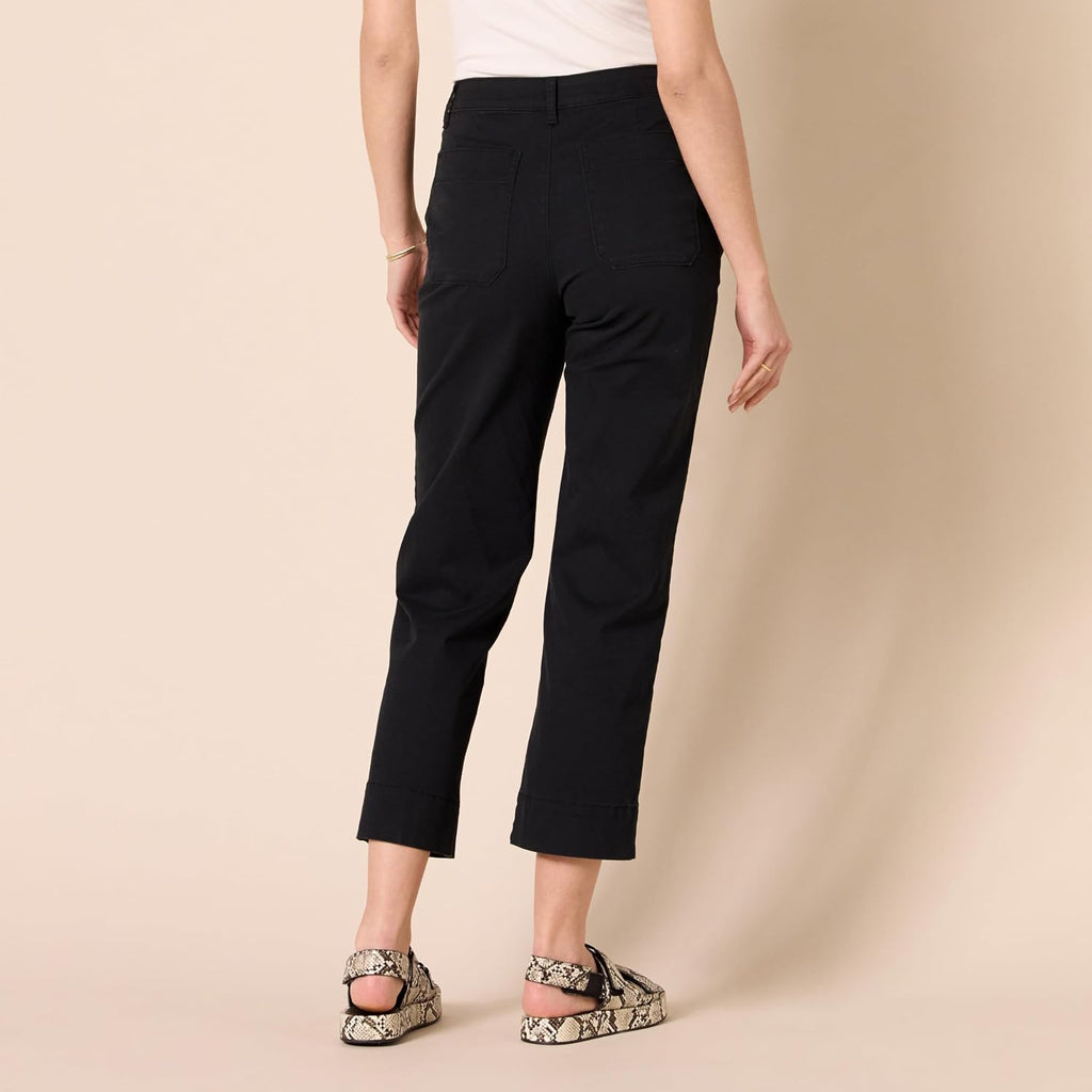 Amazon Essentials Women's High-Rise Slim-Fit Stretchy Ankle-Length Wide-Leg Khaki Pant