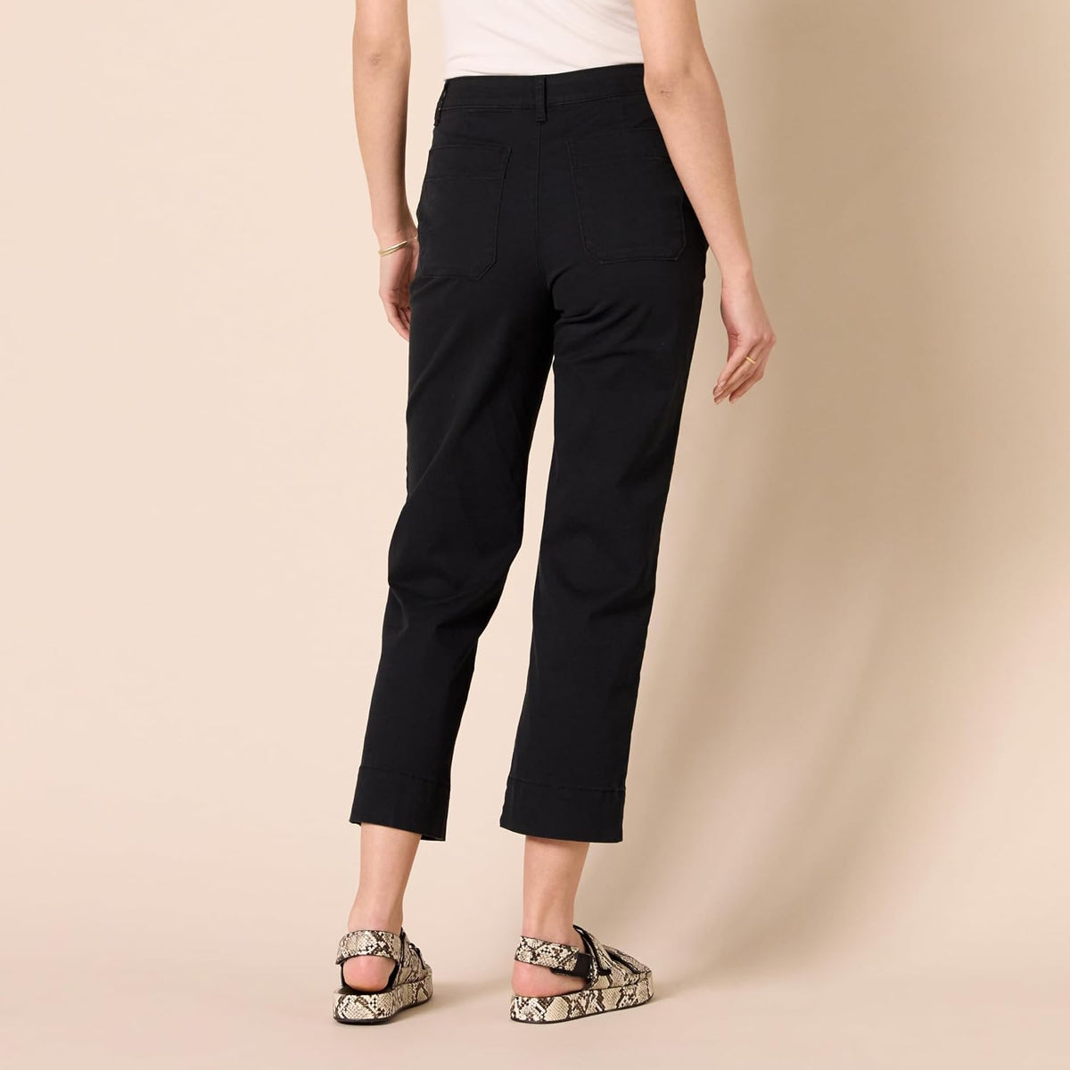Amazon Essentials Women's High-Rise Slim-Fit Stretchy Ankle-Length Wide-Leg Khaki Pant