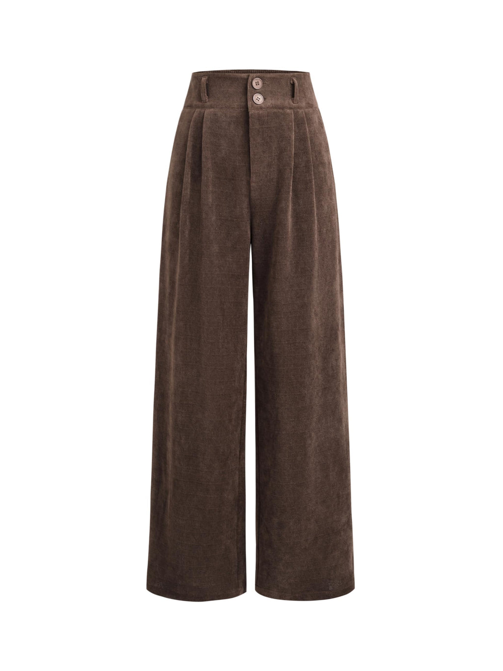 CIDER Corduroy High Waist Solid Pleated Wide Leg Trousers