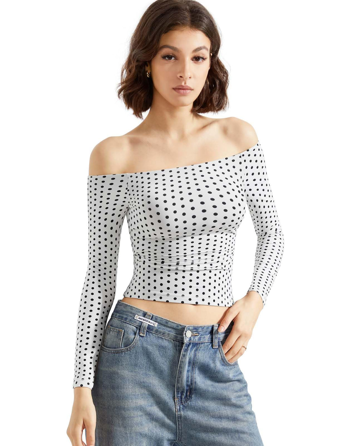 SUUKSESS Women Off Shoulder Double Lined Long Sleeve Shirts Basic Going Out Tops