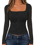 MEROKEETY Womens Fall Lace Mesh Long Sleeve Blouse Tops Dressy Casual Shirt