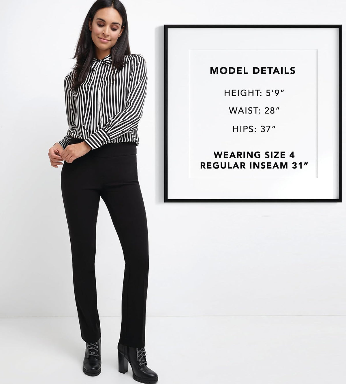 Rekucci Women's Ease Into Comfort Stretchy Straight Leg Office Pant with Tummy Control
