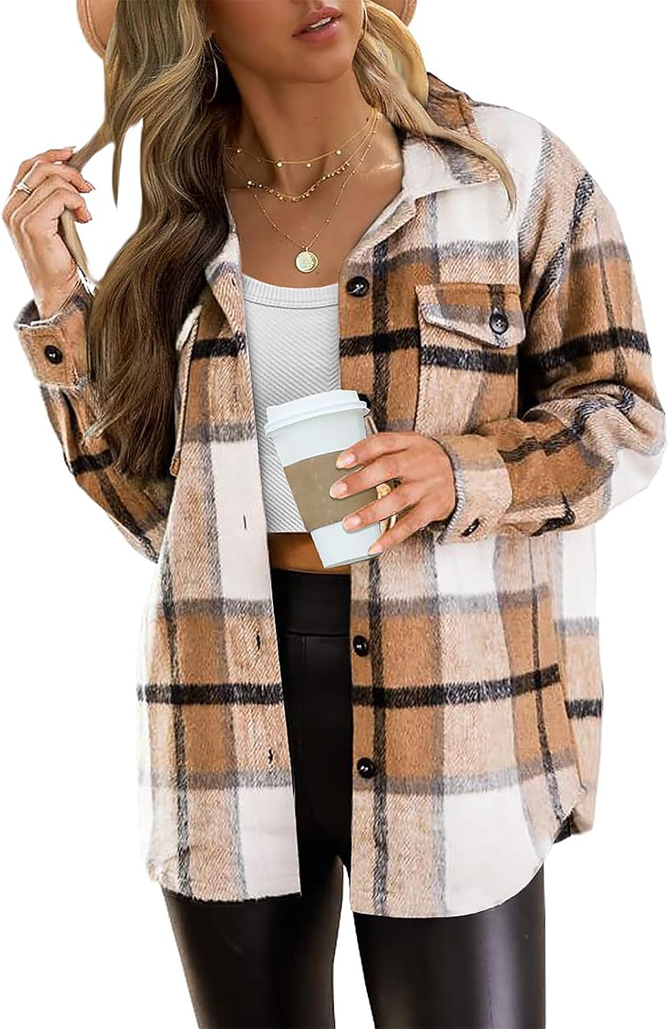 AUTOMET Shackets for Women Plaid Flannel Shirts