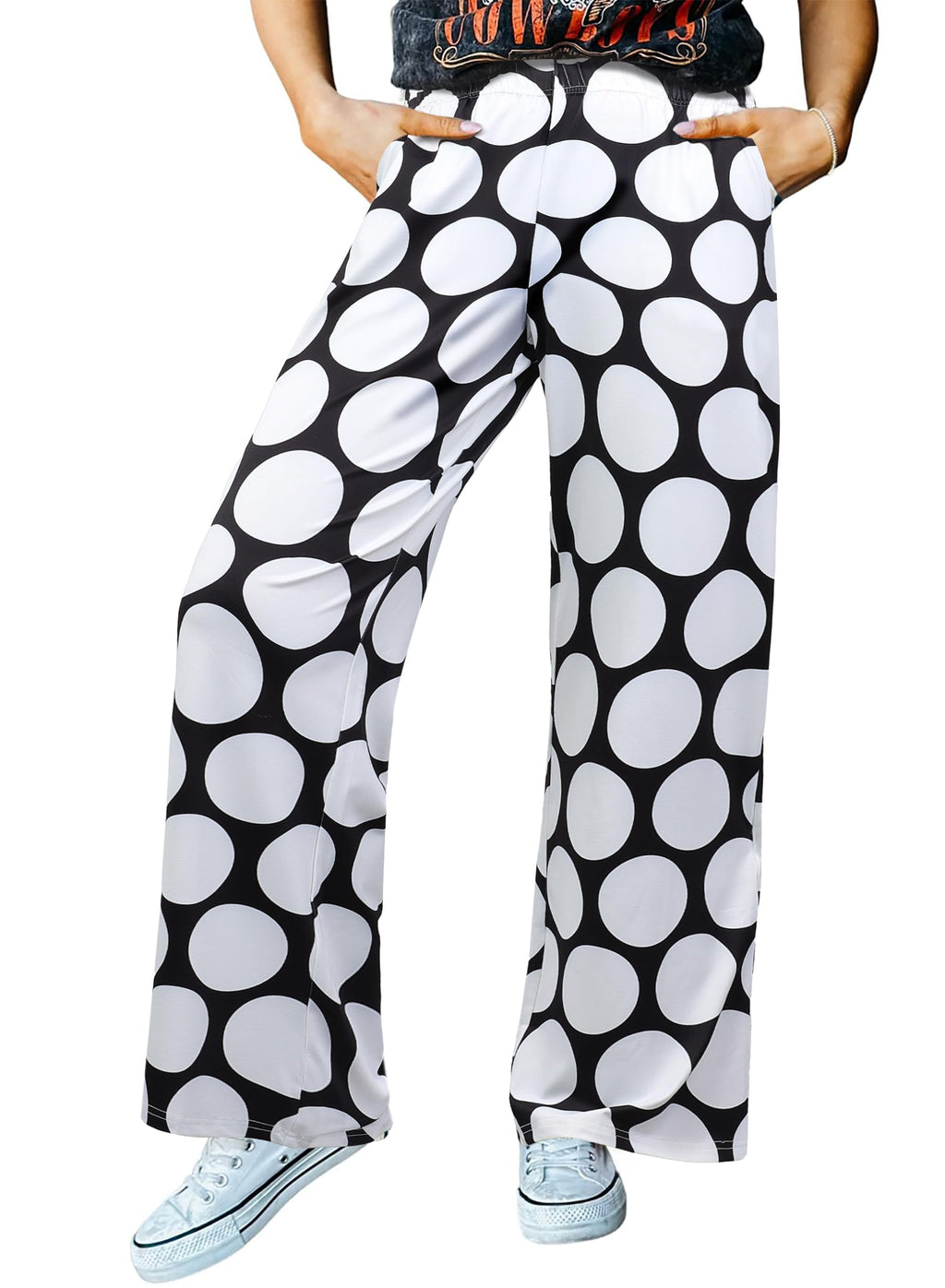 IWOLLENCE Women's Casual Loose Checkered Wide Leg Pants High Waist Straight Lounge Y2K Gingham Trousers
