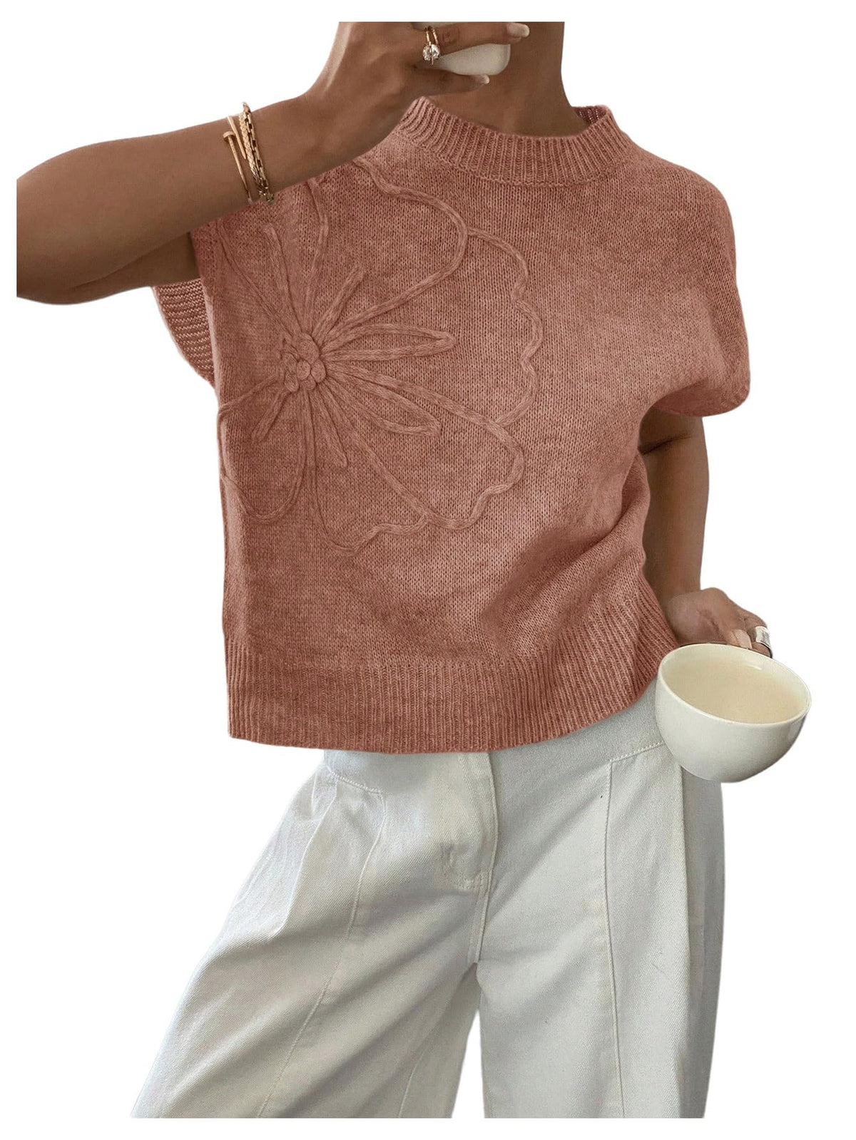 SOLY HUX Women's Short Sleeve Business Casual Sweater