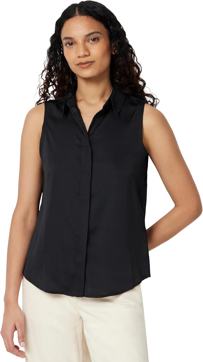 Amazon Essentials Women's Regular-Fit Sleeveless Button-Down Blouse