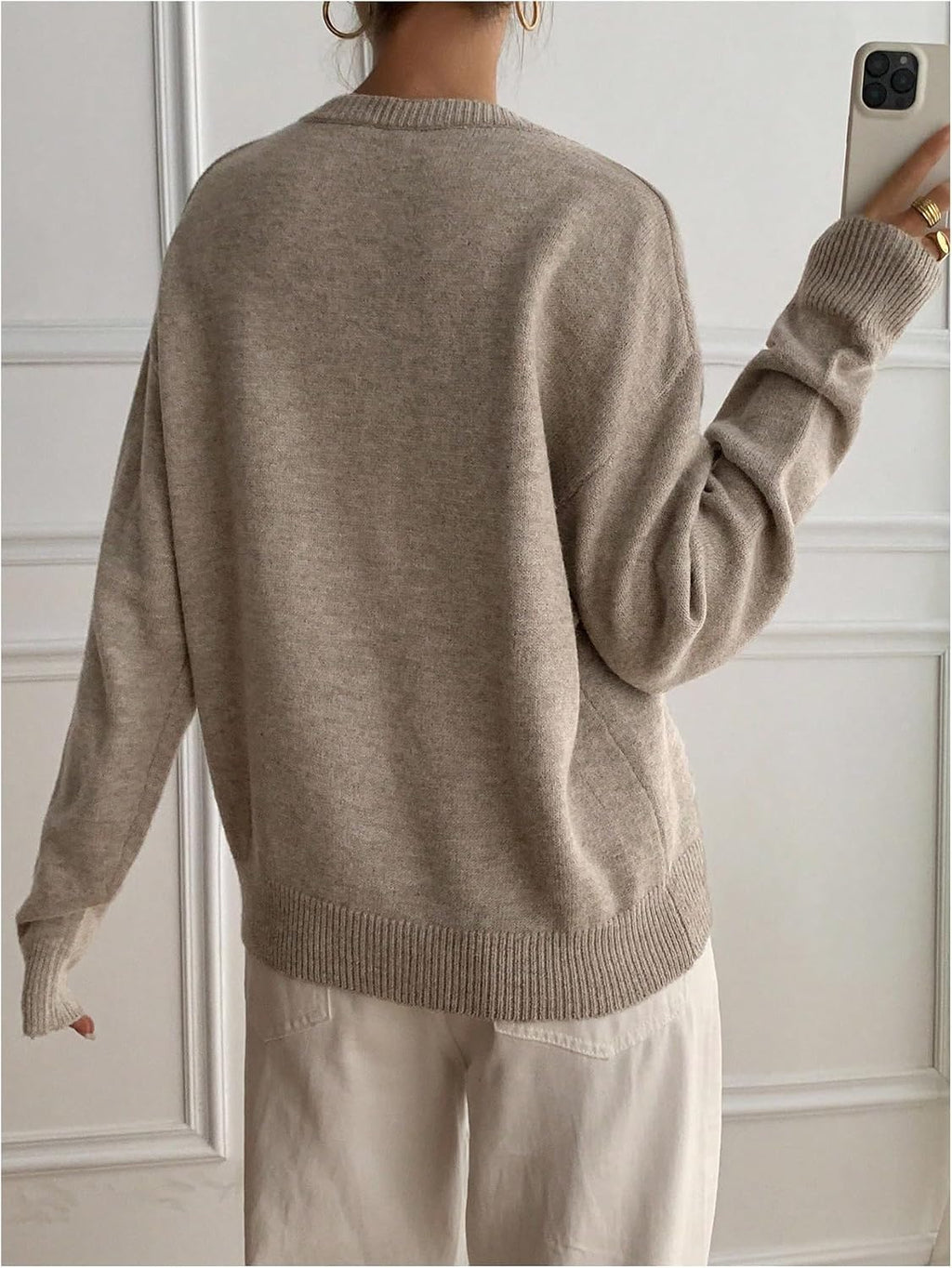 SOLY HUX Pullover Henley Sweaters for Women Long Sleeve Business Casual Top