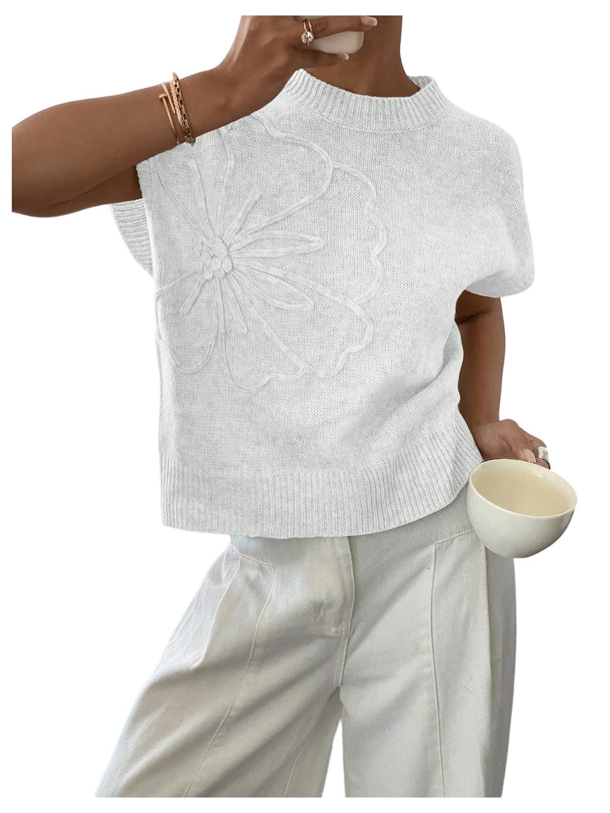 SOLY HUX Women's Short Sleeve Business Casual Sweater