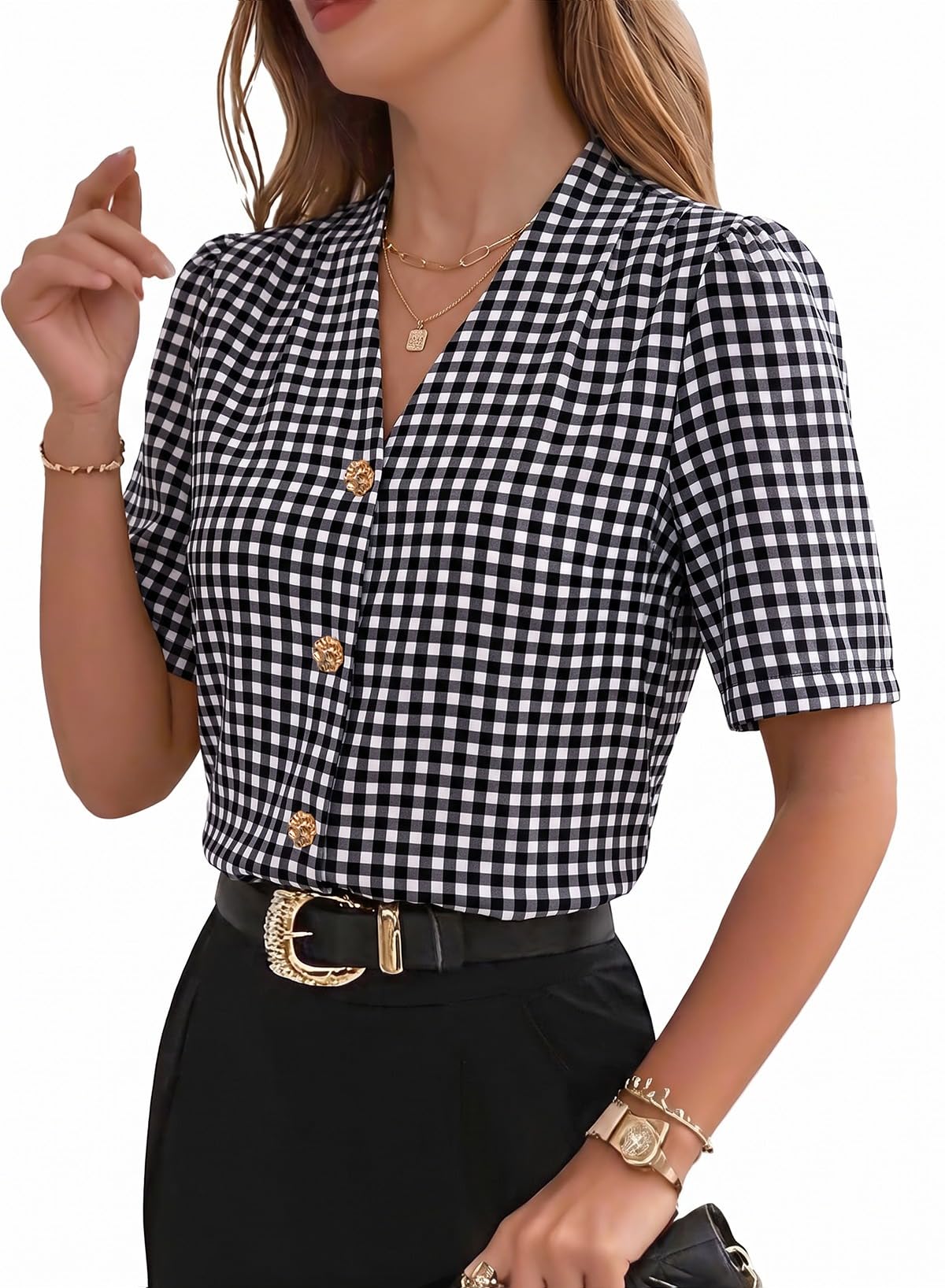EVALESS Business Casual Tops for Women Button Down Shirts