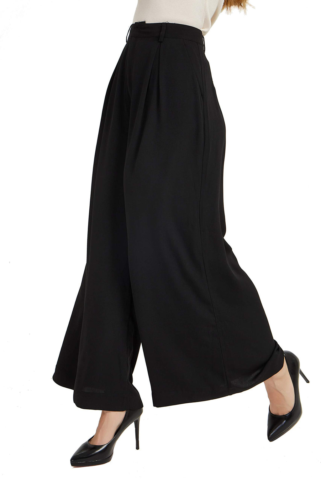Tronjori Womens High Waist Casual Wide Leg Palazzo Business Pants