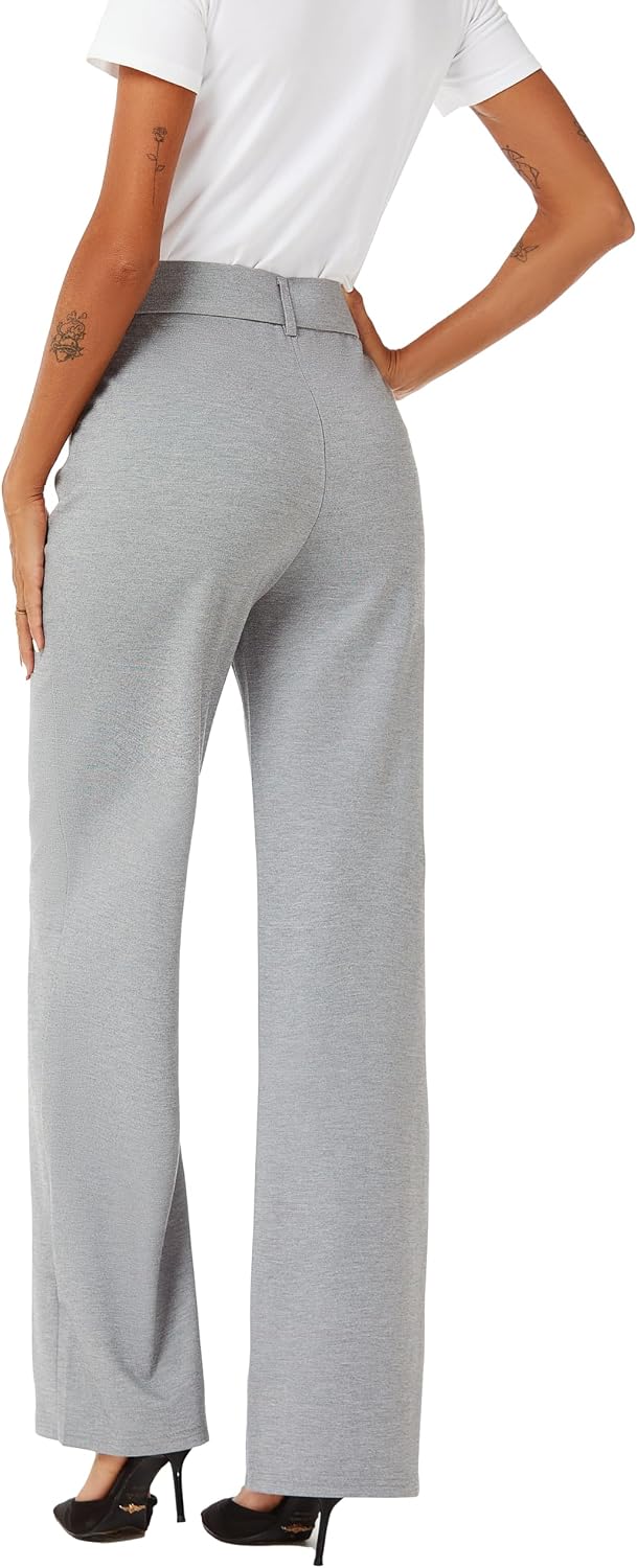 iChosy Womens High Waist Wide Straight Leg Trousers Casual Slacks Dress Pants with Pockets