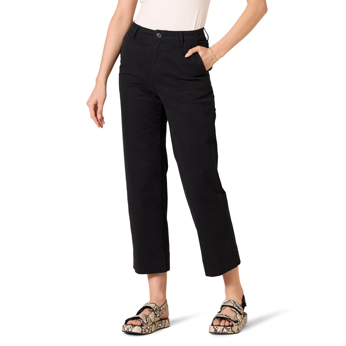 Amazon Essentials Women's High-Rise Slim-Fit Stretchy Ankle-Length Wide-Leg Khaki Pant