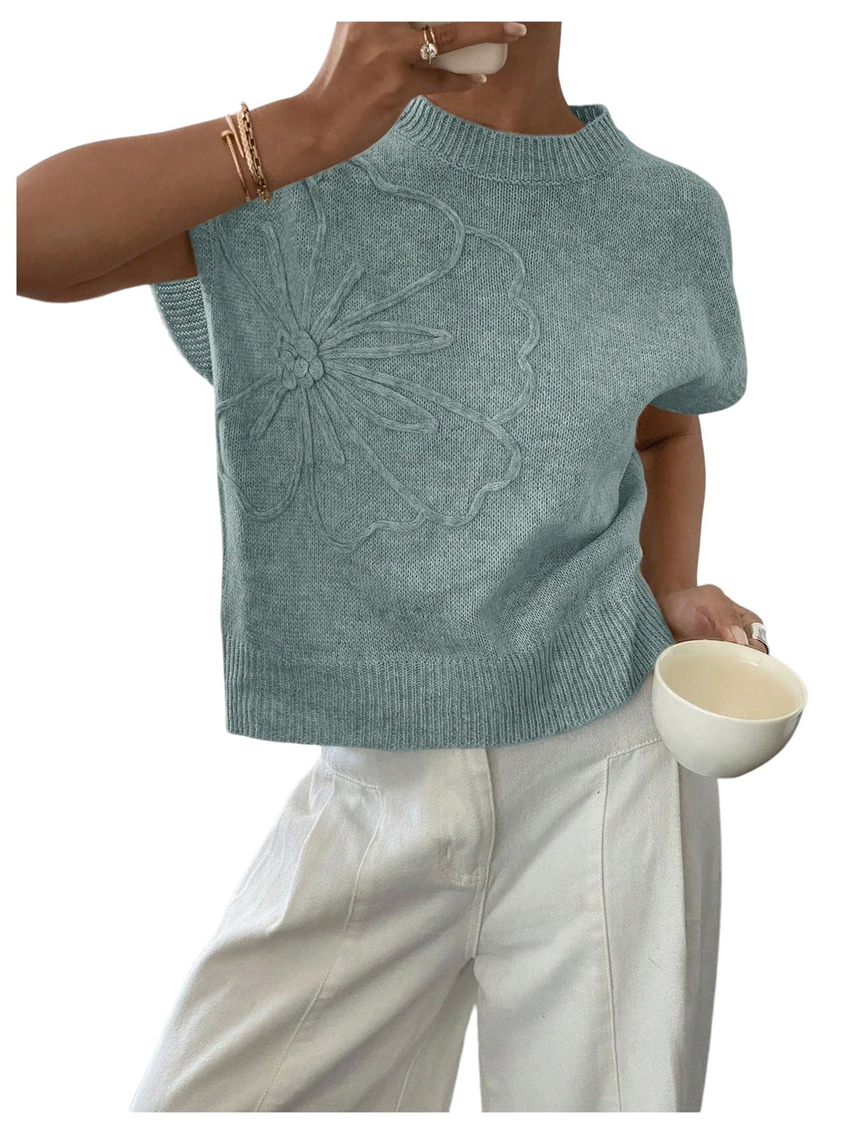 SOLY HUX Women's Short Sleeve Business Casual Sweater