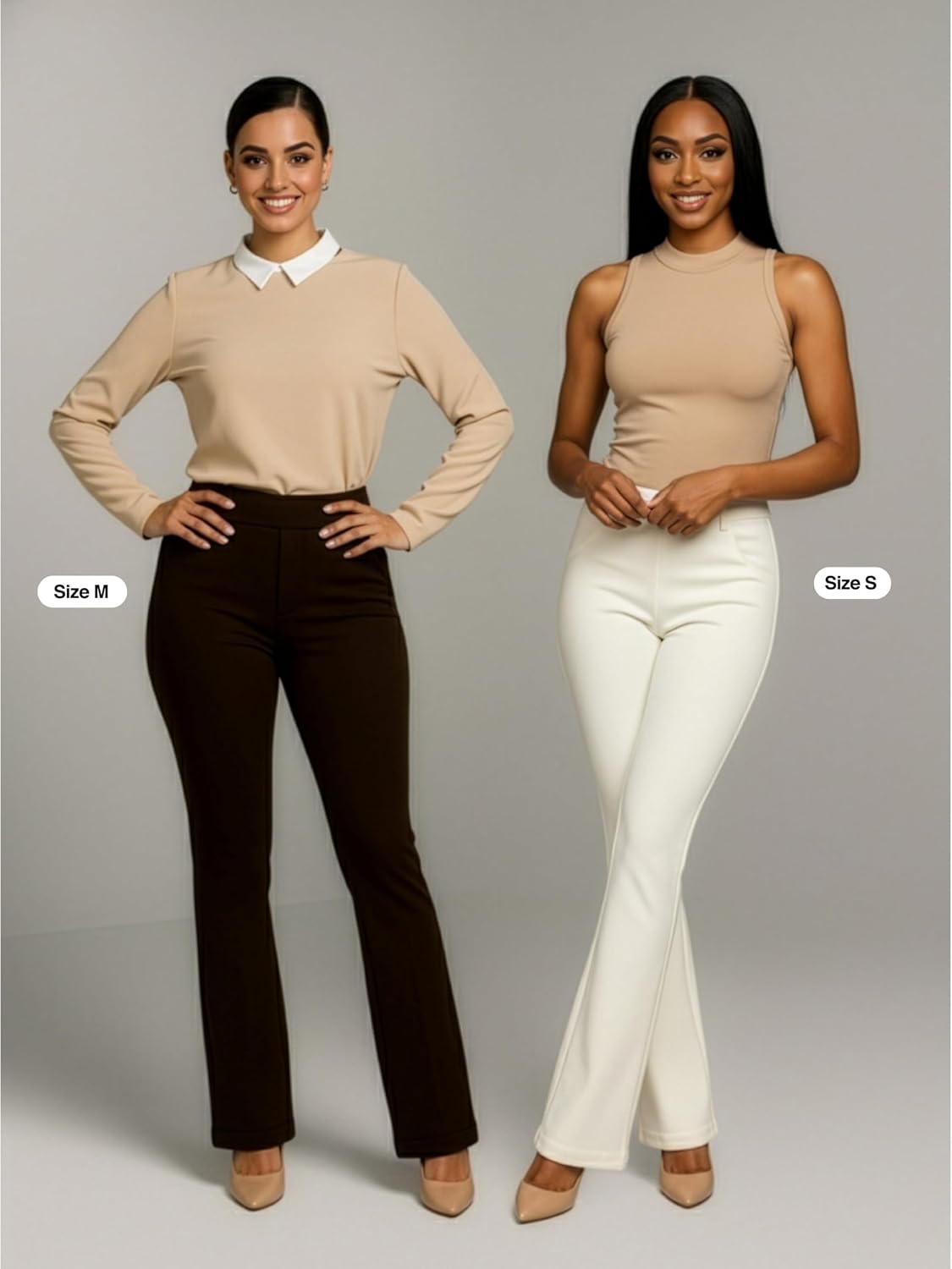 Conceited Stretch Slacks for Women - Wear to Work - Tummy Control Waistband - Bootcut Dress Pants with Pockets