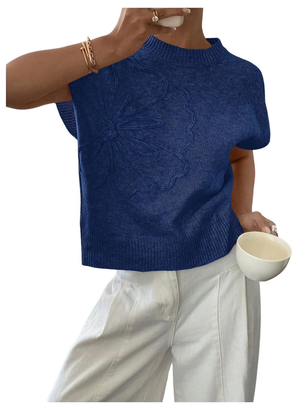 SOLY HUX Women's Short Sleeve Business Casual Sweater