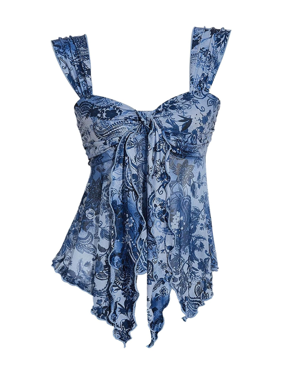 Milumia Women's Flowy Baby Doll Tank Tops Y2k Mesh Going Out Top Festival
