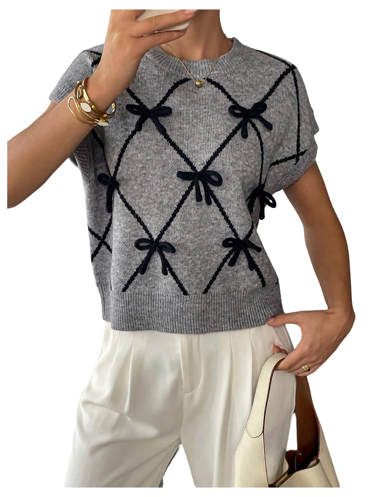 SOLY HUX Women's Short Sleeve Business Casual Sweater