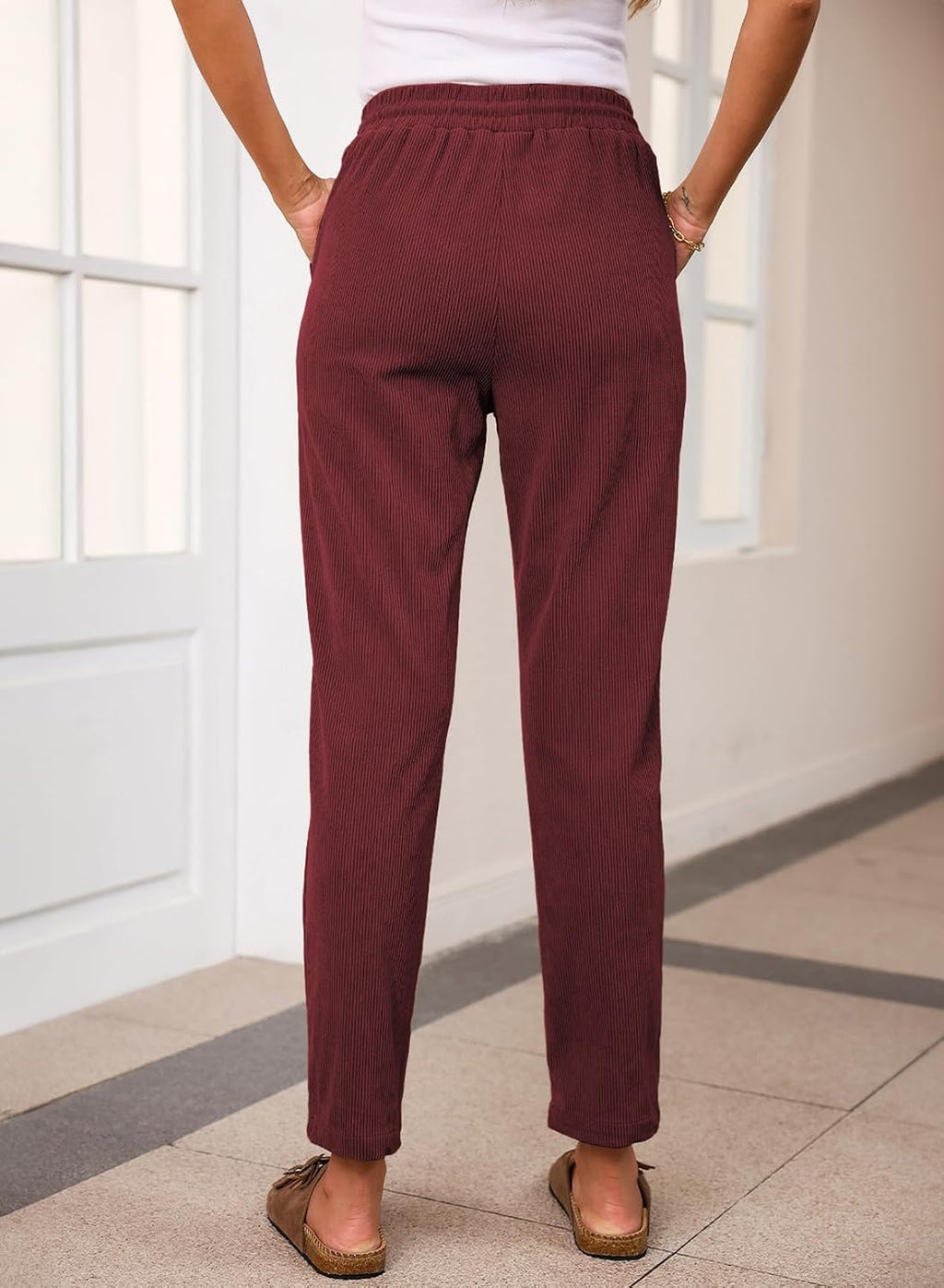EVALESS Womens Corduroy Pants Straight Leg Fall Teacher Pants