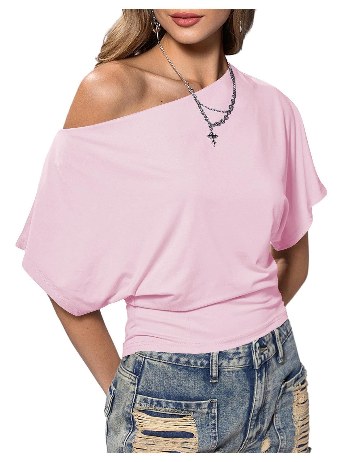 SweatyRocks Women's Off The Shoulder Tops Asymmetrical Y2K Going Out Top