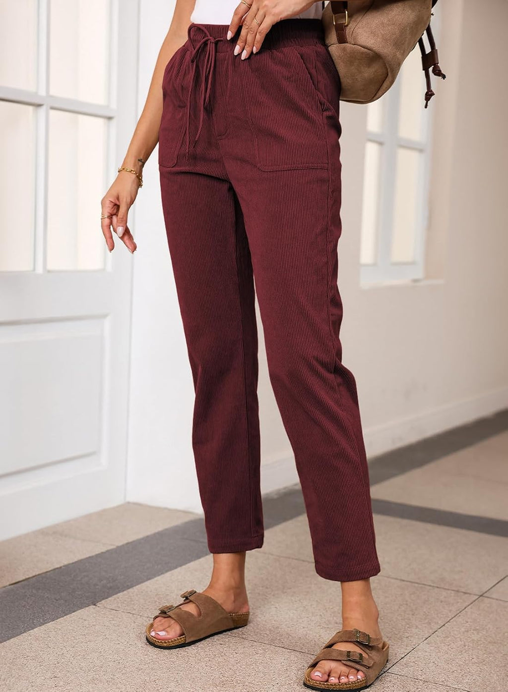 EVALESS Womens Corduroy Pants Straight Leg Fall Teacher Pants
