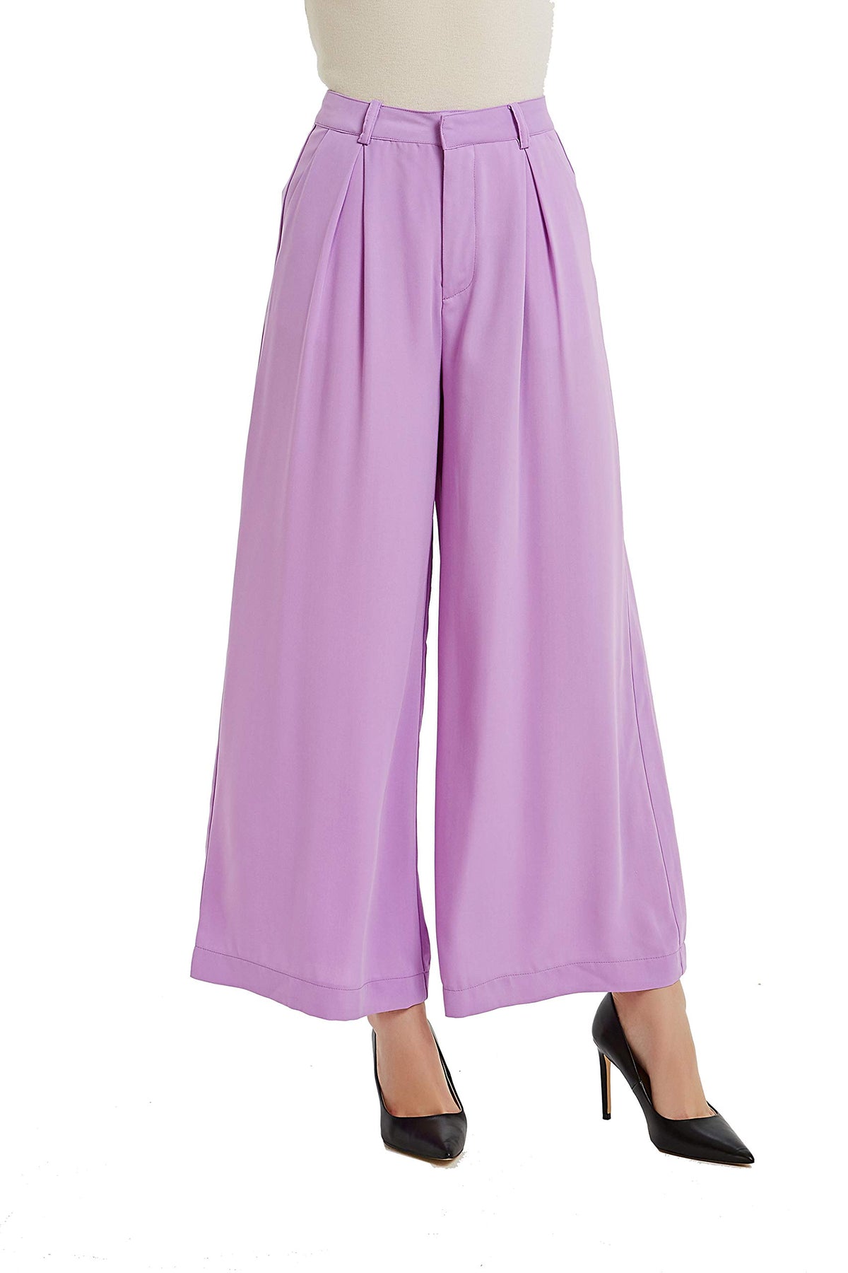 Tronjori Womens High Waist Casual Wide Leg Palazzo Business Pants