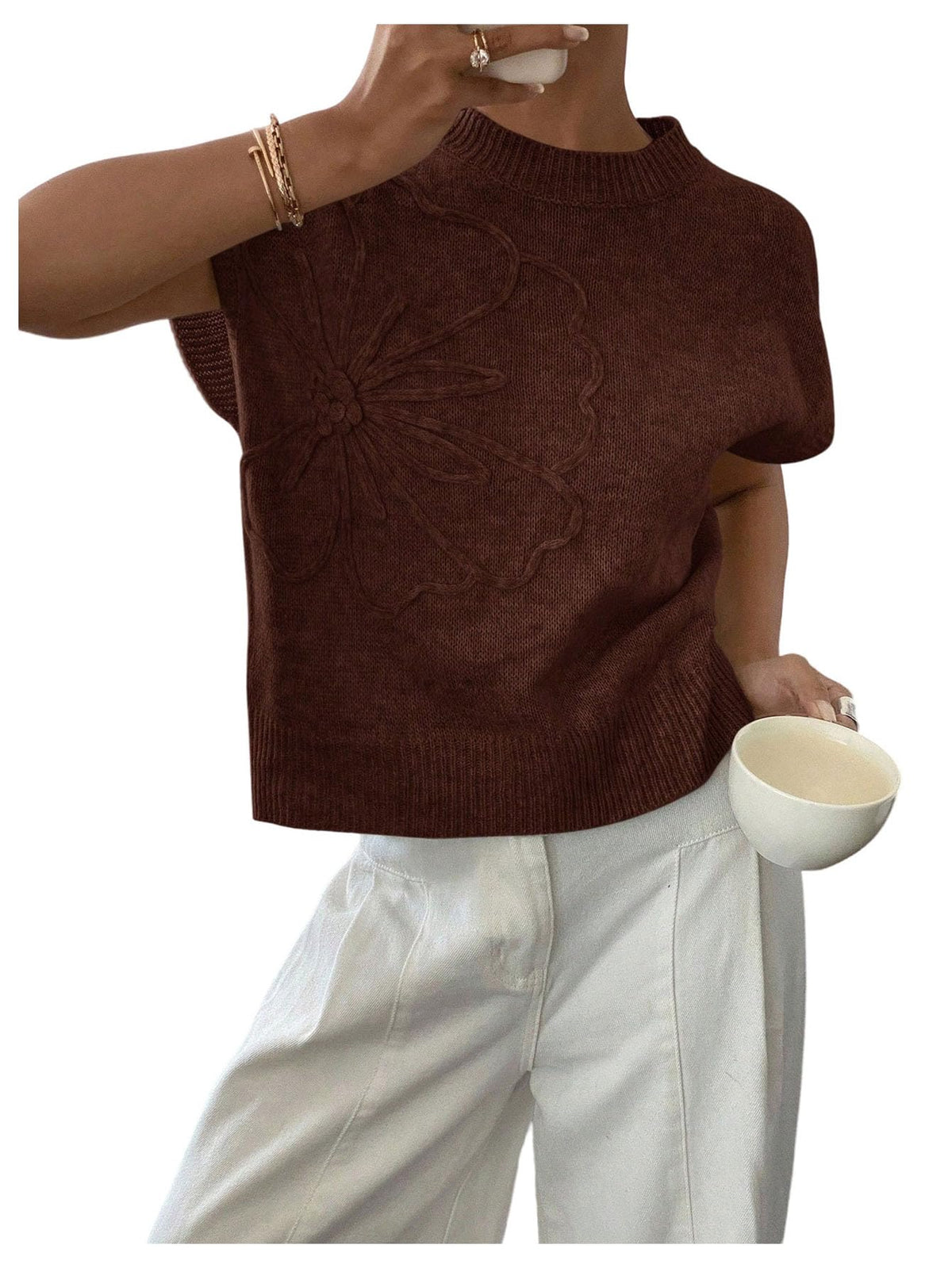 SOLY HUX Women's Short Sleeve Business Casual Sweater